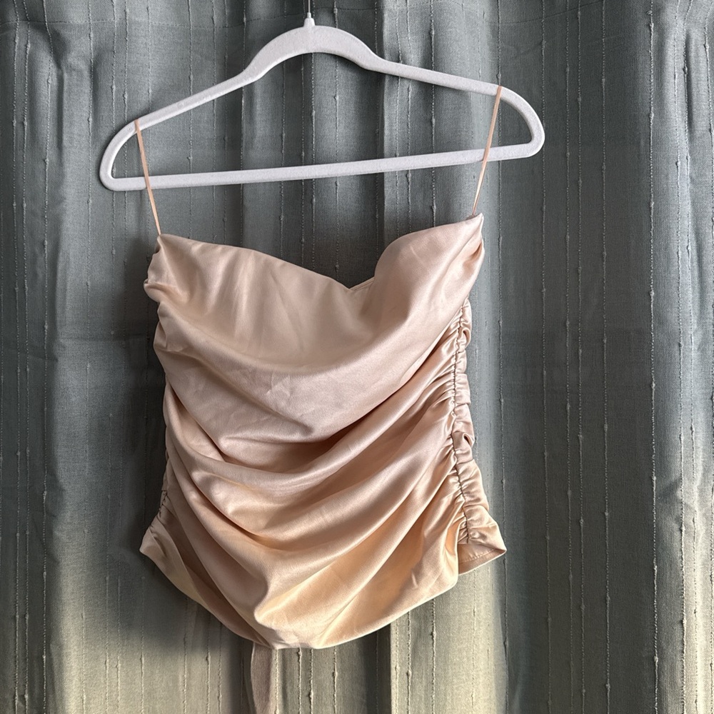 Blue Blush Satin Corset Top